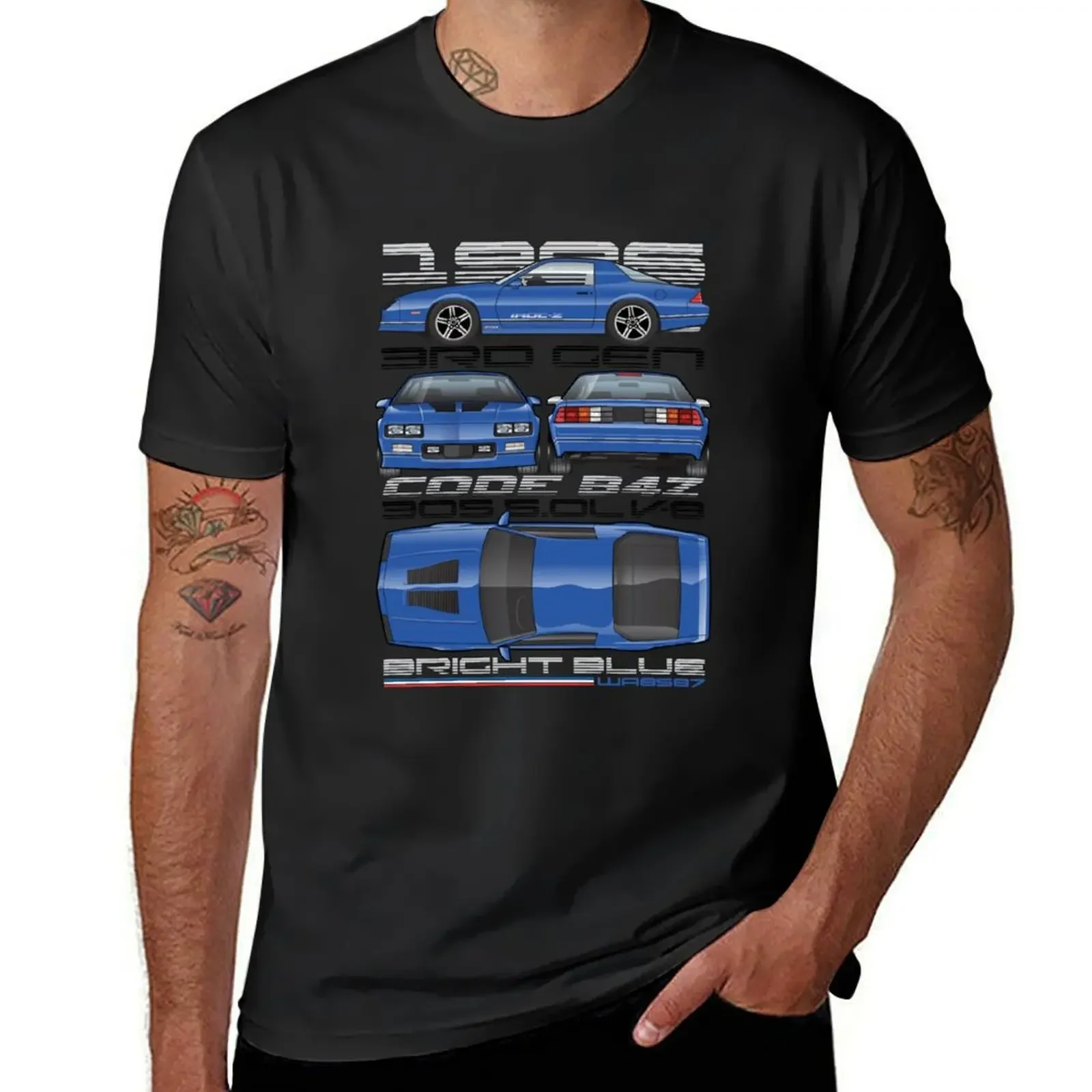 86 Camaro Iroc-Z Футболка мужская одежда рубашки графическая футболка Черная Мужская