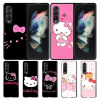 cartoon hello kitty for samsung galaxy z fold 3 case black hard pc cell phone cover z fold3 5g smartphone plastic shell