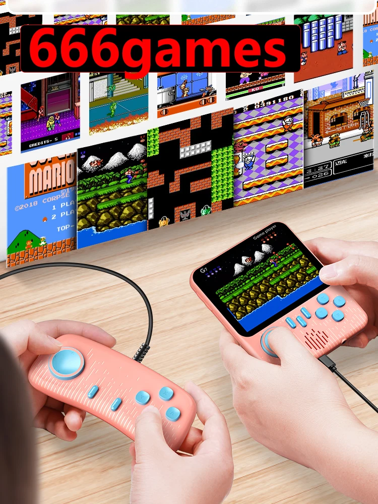 Игровая консоль в ретро стиле портативная Карманная игровая для 2 игроков 666