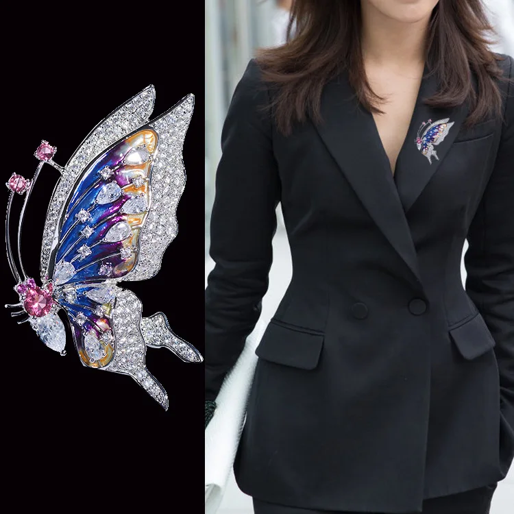 

European and American Wind Dripping Oil Smart Butterfly Corsage Fashion Mini Brooch Clothing High-end Luxury Accessories