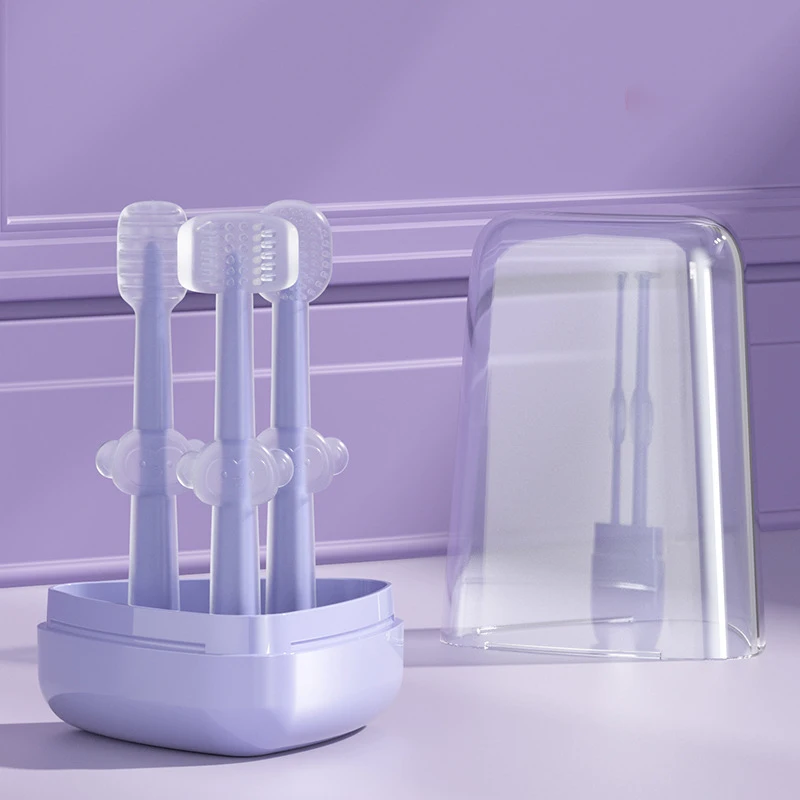 

New Baby Tongue Brush Shaped Brush Silicone Toothbrush Infant Deciduous Tooth Brush 0-18Tongue Coating Cleaning Baby Toothbrush