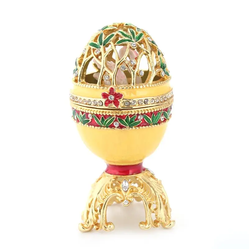 

F19D Jewelry Storage Box Vintage Alloy Floral Pattern Stero Oval Shaped Organizer Trinket Box Ornaments Crafts for Necklace