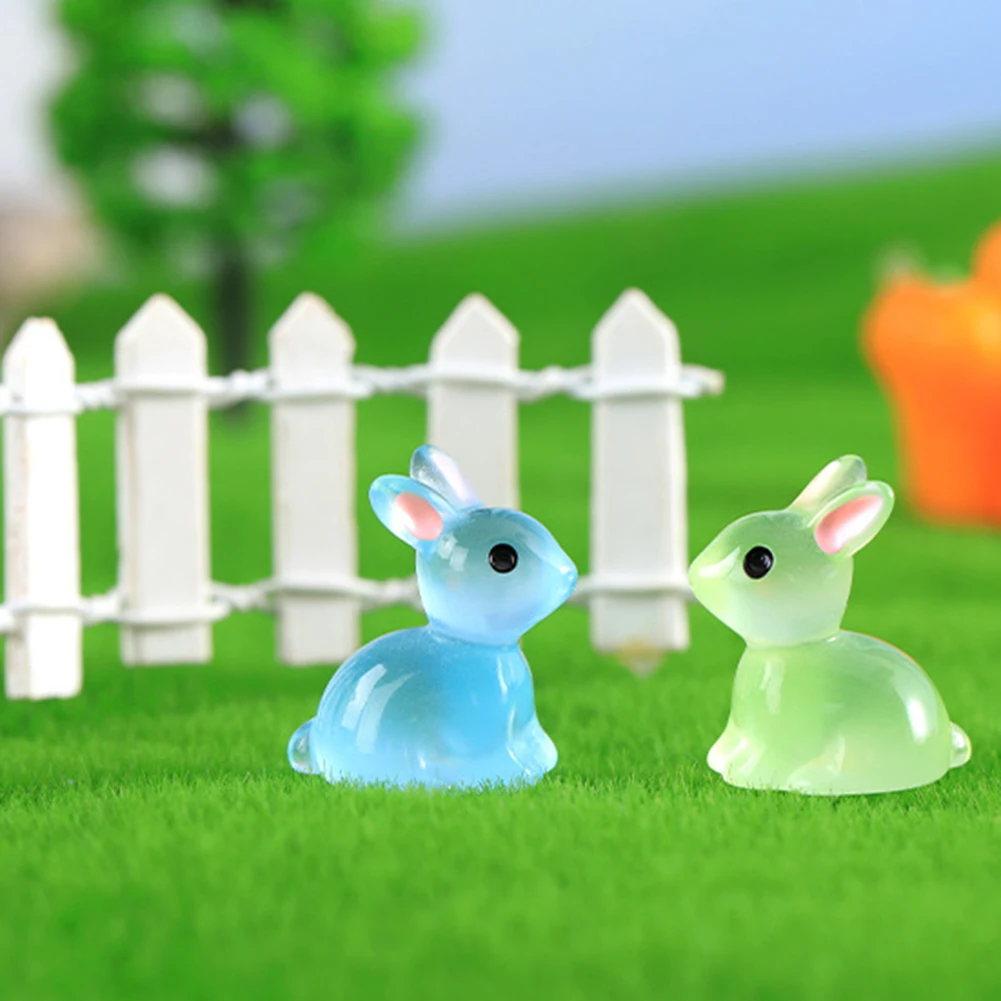 

Garden Fairy Decoration Miniature Rabbit 20PCS Fluorescent Glow In Dark Glowing Figurines Micro Landscape Resin