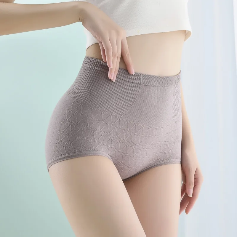 

New seamless underwear with high waist and abdomen for women's body shaping and waist girdling cotton crotch plus size briefs