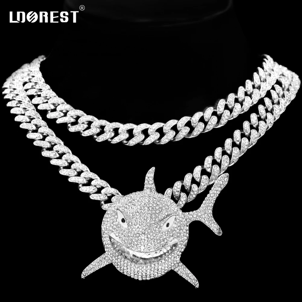 Хип-хоп кубинский звеньевой цепь для мужчин и женщин блестящее бриллиантовое