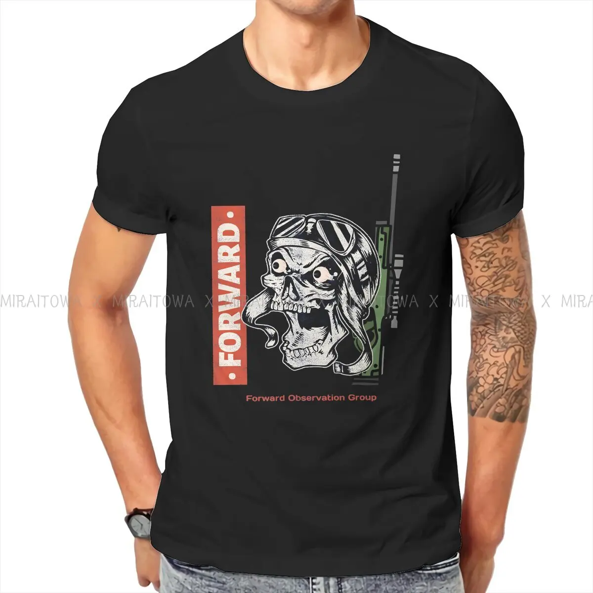 

Forward Observations Group Man TShirt Army Gun Skull Distinctive T Shirt Graphic Streetwear Hipster