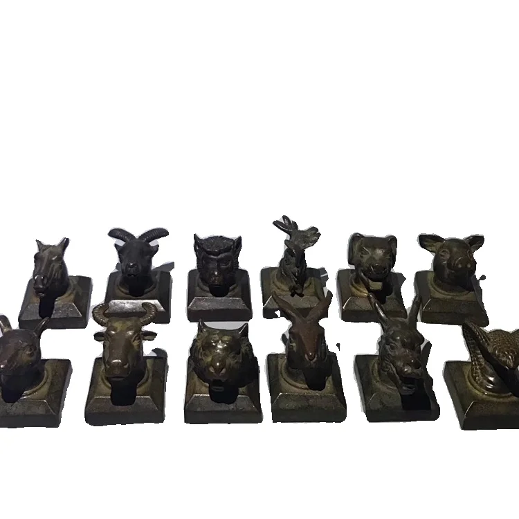 

LAOJUNLU Antique Miscellaneous Antique Old Copper Plated Zodiac Seals Set Of Zodiac Seals Chinese Traditional Style Antiques