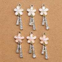 10pcs 26x9mm elegant crystal flower charms pendants for jewelry making women fashion drop earrings necklaces diy crafts supplies