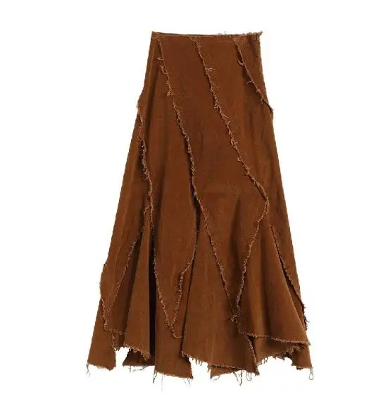

Gypsy Skirt Women Vintage Tearing Splicing Spring