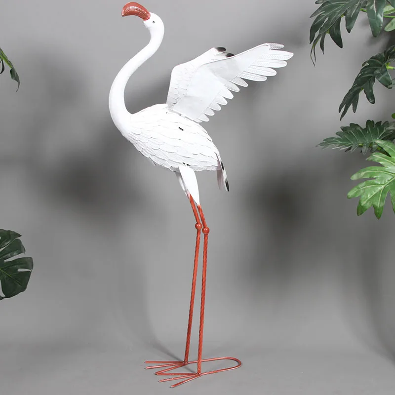 Открытый сад Iron Art Белые статуи Журавля украшение фламинго домашний декор