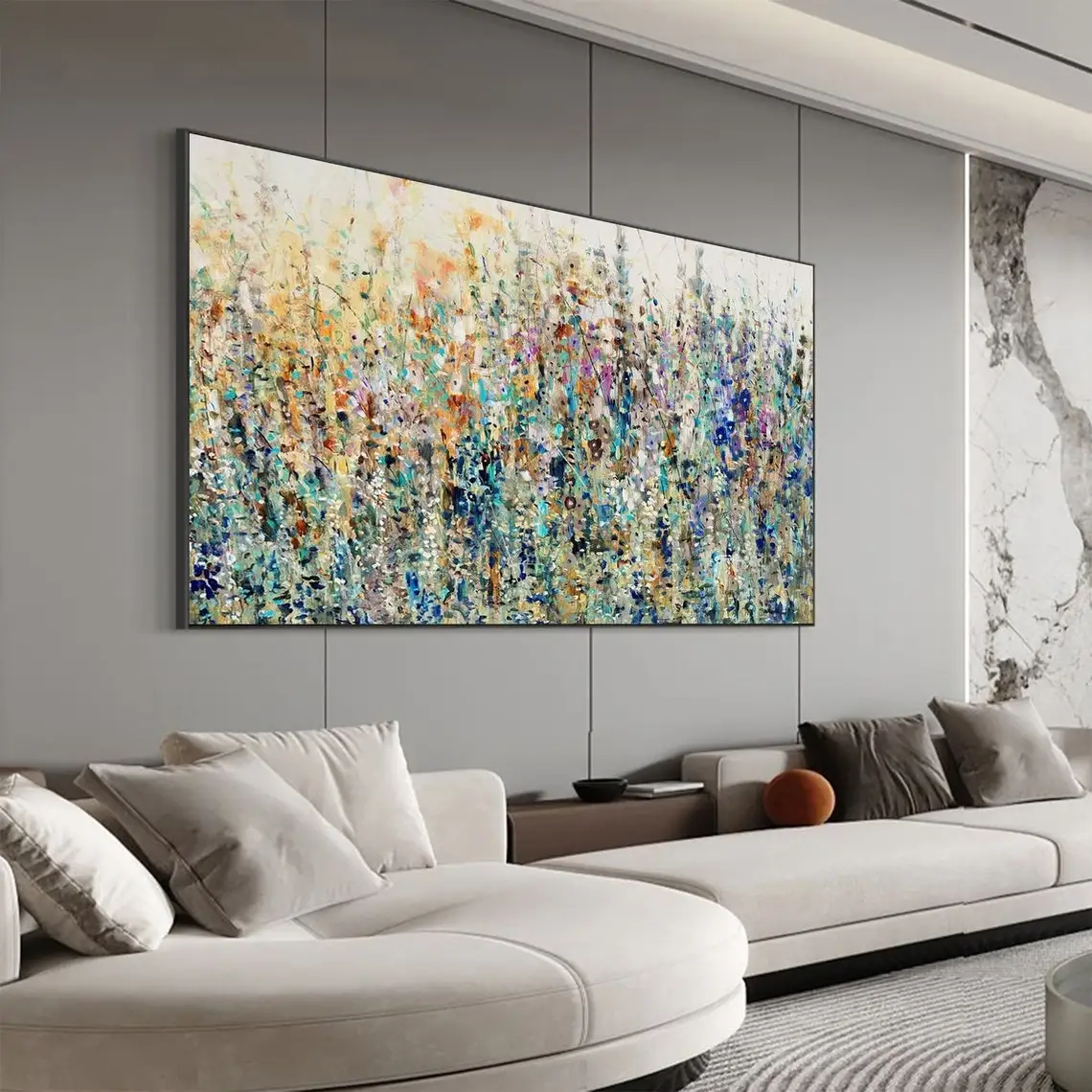 Абстрактные цветы картина маслом холст большой современный красочный цветочный