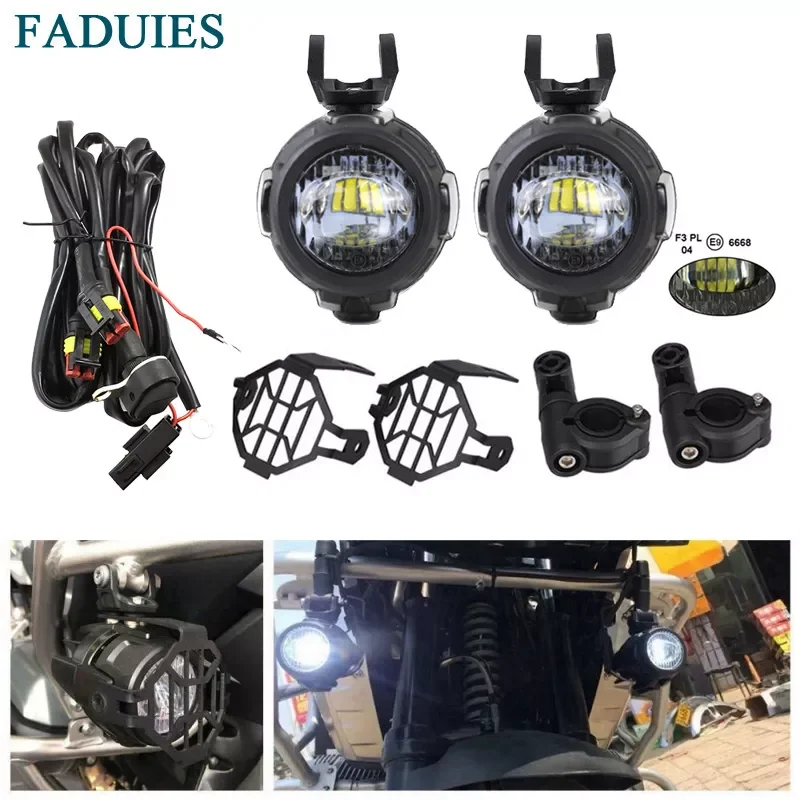 

FADUIES Motorcycle LED Fog Light & Protect Guards with Wiring Harness For BMW R1200GS F800GS F700GS Auxiliary Lights 40W Whi