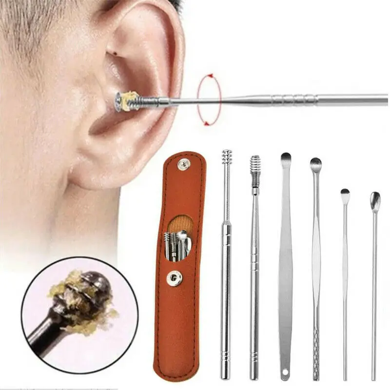 6pcs/set Ear Cleaner Ear Wax Removal Tool Ear Pick Stick Earwax Remover Cleanser Spoon Cheap for 1 Cleaning Your Ears Kit