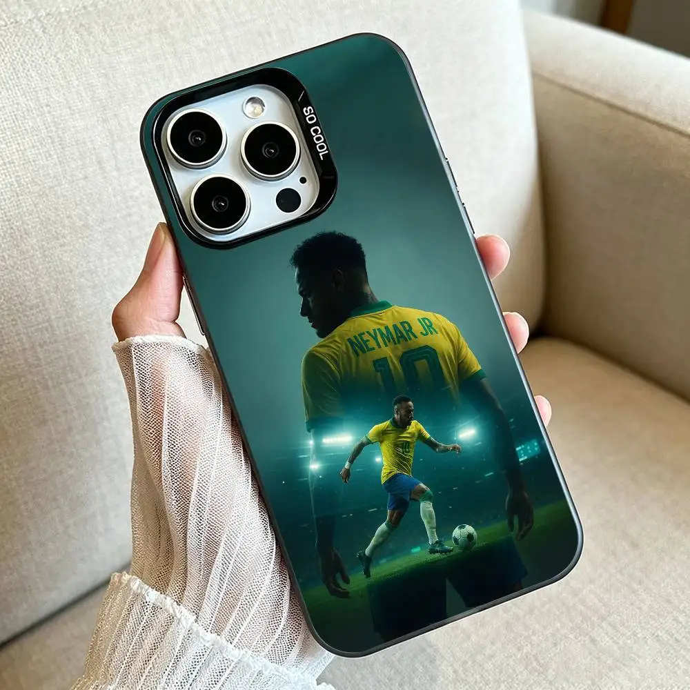 NO-010-N- Чехол для телефона с Неймаром для iPhone 17, 16, 15, 14, 13, 12, 11 Plus Pro Max, серебристый цвет, Funda Bumbe (art.: 3920dced95129) - 3920dced95129