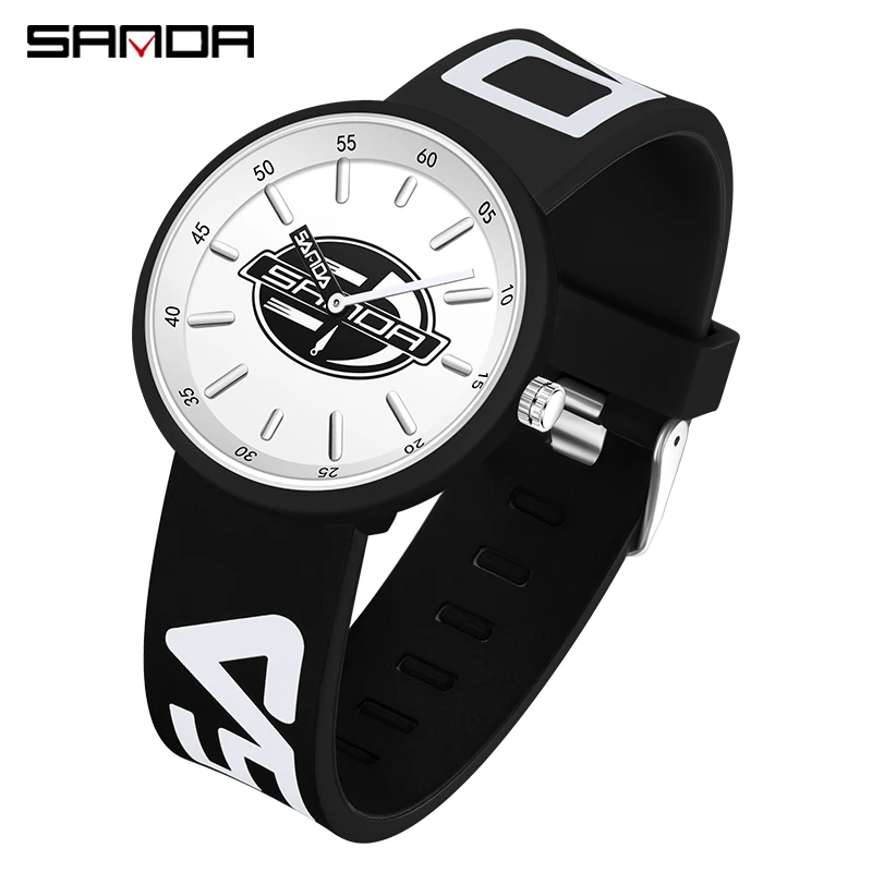 

SANDA New Top Brand Mens Luxury Watches Fashion Silicone Belt Women Quartz Wrist Watch Men Sports Clock Relogio Masculino