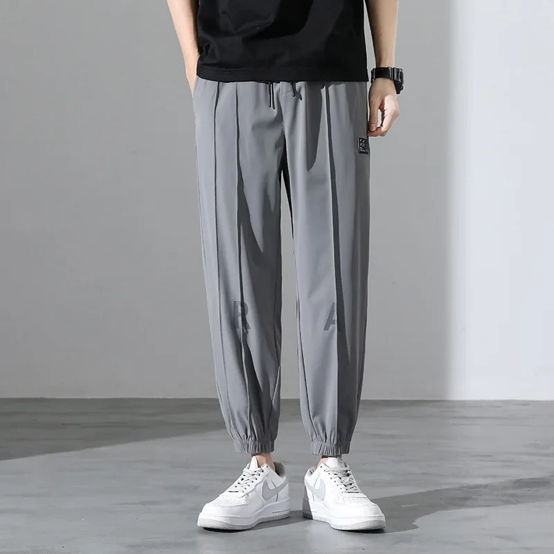 Мужские летние тонкие укороченные брюки эластичные быстросохнущие повседневные