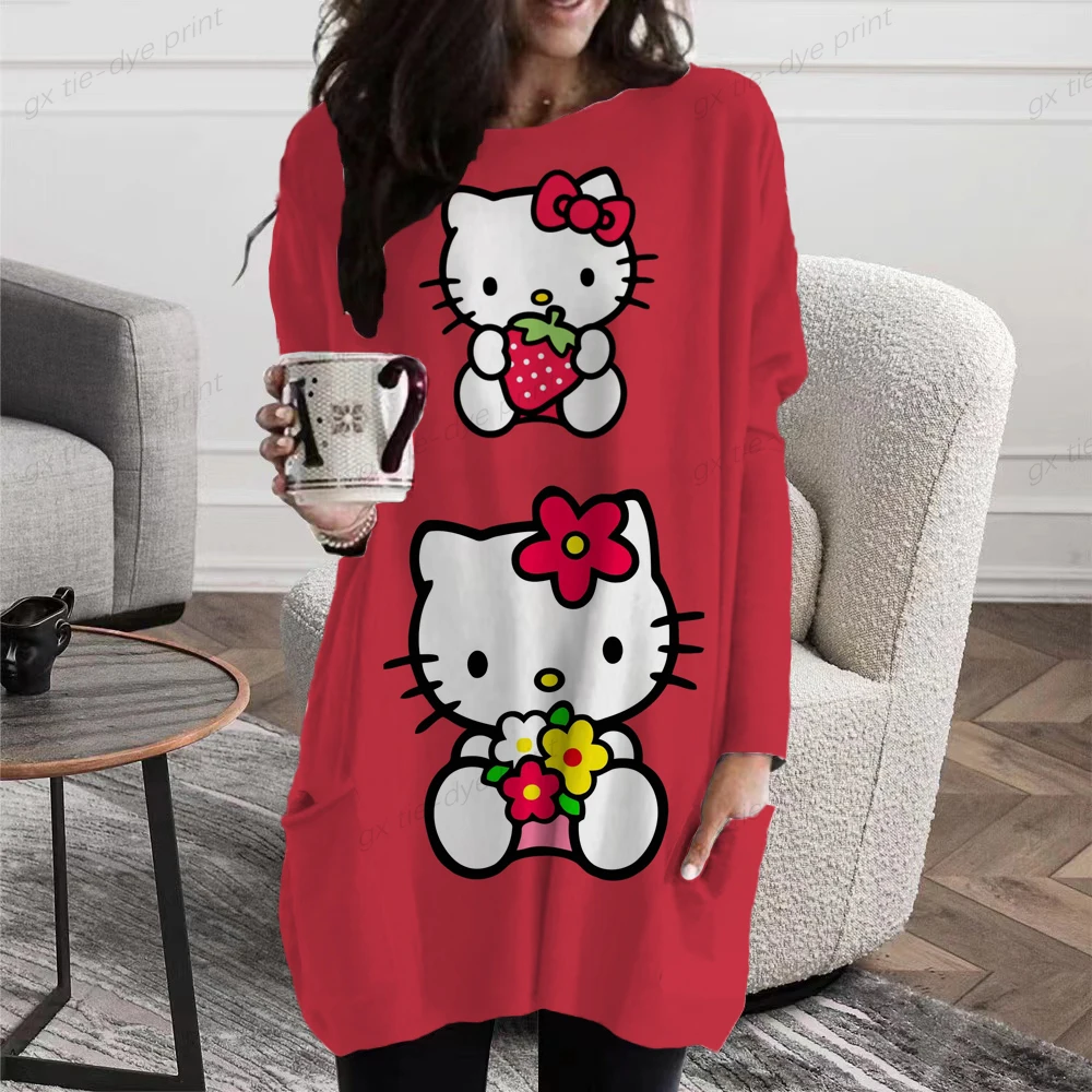 

Женская футболка с длинным рукавом, с принтом Hello Kitty