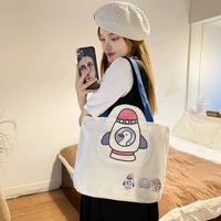 canvas bag for women shoulder bags female cute cartoon print environmental storage reusable girls sweet shopper totes bags