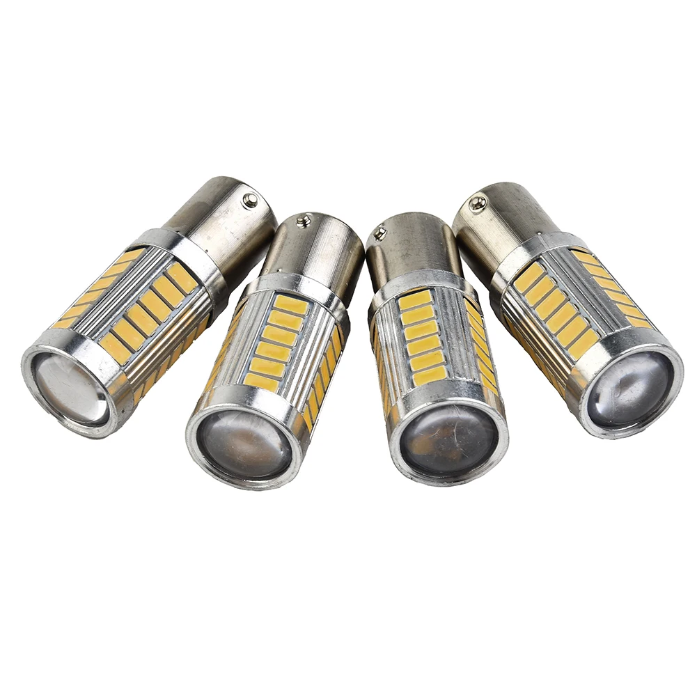 

4 шт., Автомобильные светодиодные лампы 1156PY BA15S PY21W 33SMD