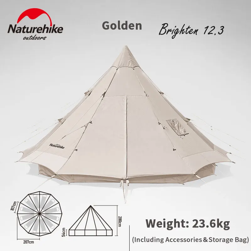 

Naturehike Glamping Outdoor Multi-Person(5-8 person) Camping hiking 12.3 Cotton Pyramid Large Tent NH20ZP005