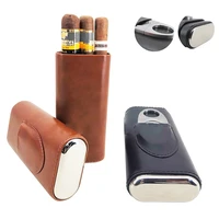retro portable cigar leather case storage box with alloy material wear resistant and anti pressure cigar accessories