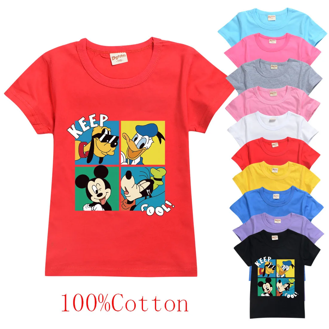 

Disney Mickey Mouse Casual Shirts Kids Fashion T Shirt Graphic Short Sleeves T-Shirts Children Cartoon Tshirt Girls Boys Clothes