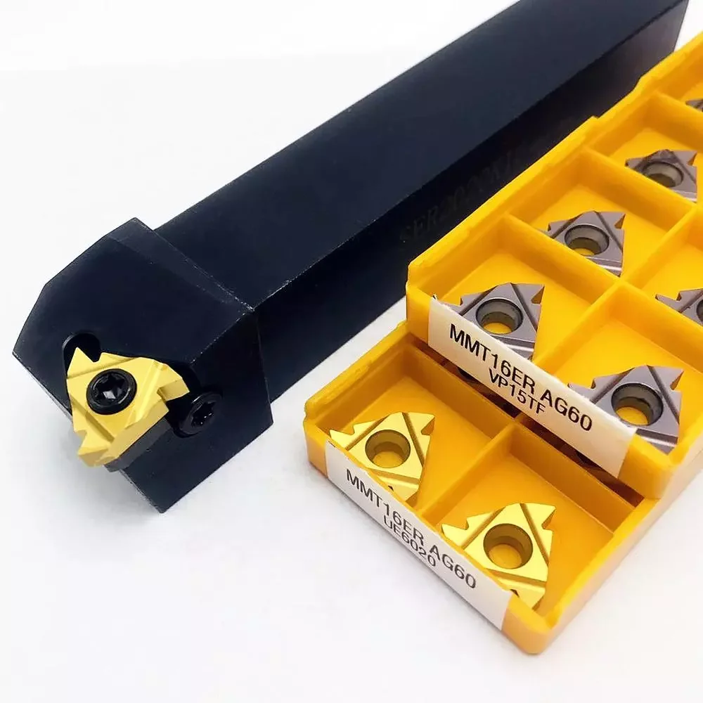 

NEW2023 External thread turning tool holder SER 1212H16 SER1616H16 SER2020K16 SER2525M16 + 10PCS carbide MMT16ER lathe parts to