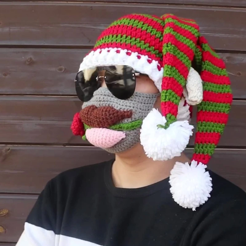 

Вязаная шапка с Санта-Клаусом 40GC, Рождественская забавная шапка, новинка, аксессуары для одежды на Рождество