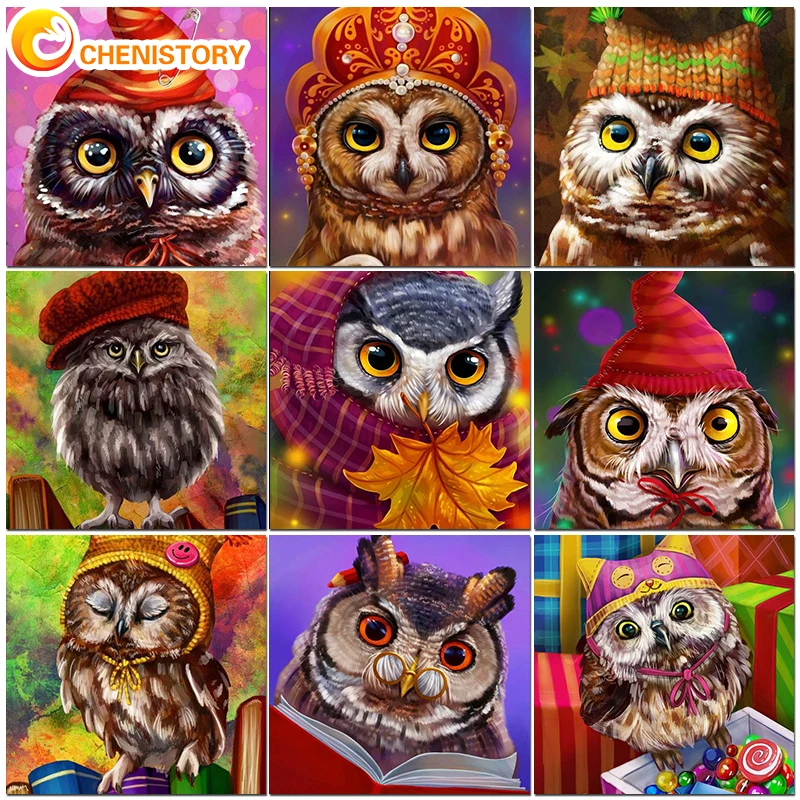 

CHENISTORY Animal Owl DIY Painting By Number With Multi Aluminium Frame Kits Decor Wall Art Pictures Drawing Canvas HandPaint