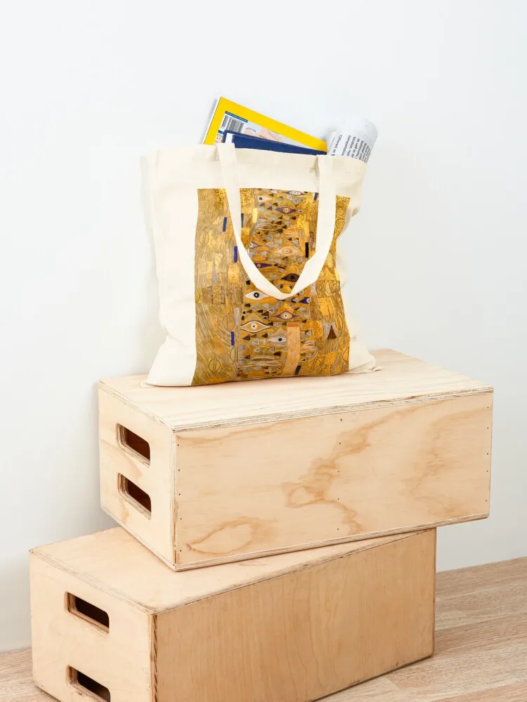 Сумка-тоут Adele Bloch-Bauer I - Detail by Gustav Klimt Gold Tote Bag с логотипом, для пляжа и шопинга, женская пляжная сумка (art.: 3920db25b8be7) - 3920db25b8be7