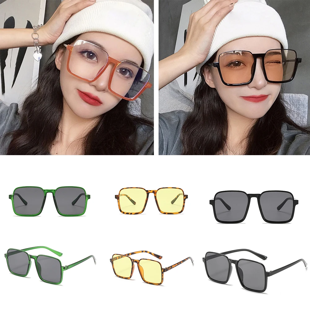 

New Classic Vintage Square Sunglasses Women Oversized Sunglass Women Men Retro Black Sun Glasses Shades Goggle UV400 Large-Frame