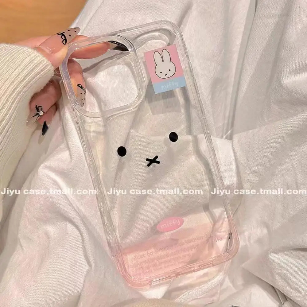 Чехол для телефона Miffy с градиентным эффектом и подвеской - Прозрачный чехол с милым кроличьим личиком + плюшевый брелок, подарок-аксессуар для телефона в стиле каваи (art.: 3920dbf8ab5ff) - 3920dbf8ab5ff