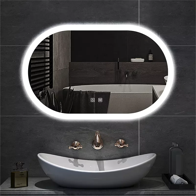 

50x80cmOval Smart Makeup Wall Mounted Bathroom full length Mirror 3 Color LED Vanity Mirror With Anti-fog Brightness Dimmer
