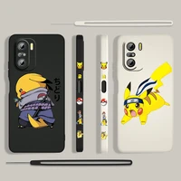 anime pikachu cool for xiaomi redmi k50 k40 k30 gaming 10x 9 9a 9t 8 8a pro 4g 5g tpu liquid left rope gel phone case capa cover