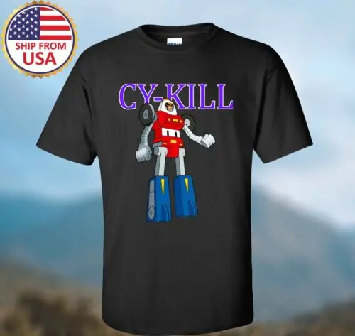 Мужская черная футболка gobot Cy-Kill 1983 с рисунком