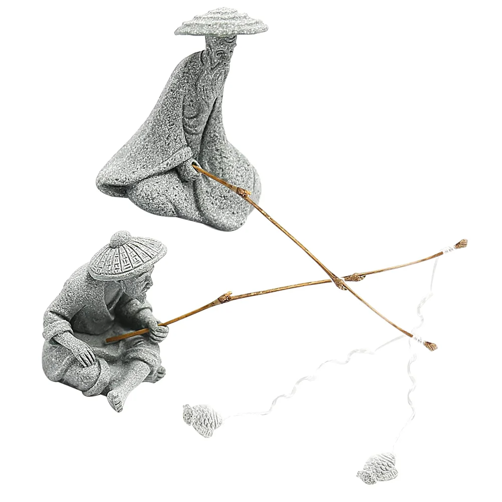 

1 Set Terrarium Garden Decor Fisherman Sculpture Fisherman Ornament Fisherman Modeling Statue for Home Garden Decor