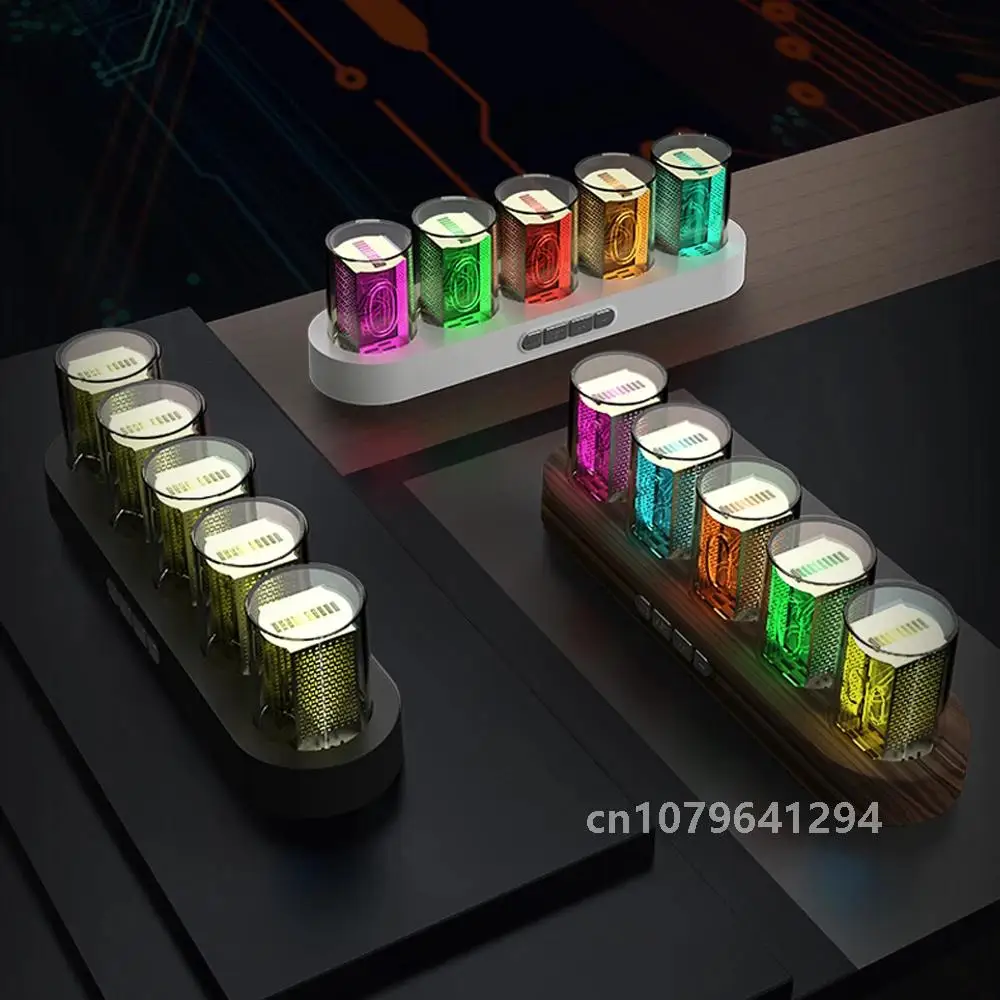 Цифровые трубчатые часы Nixie со светодиодной подсветкой RGB для украшения рабочего