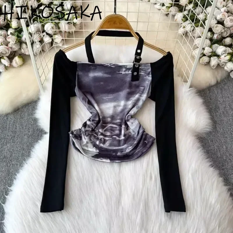 Американские винтажные пикантные футболки с воротником-лодочкой и открытыми