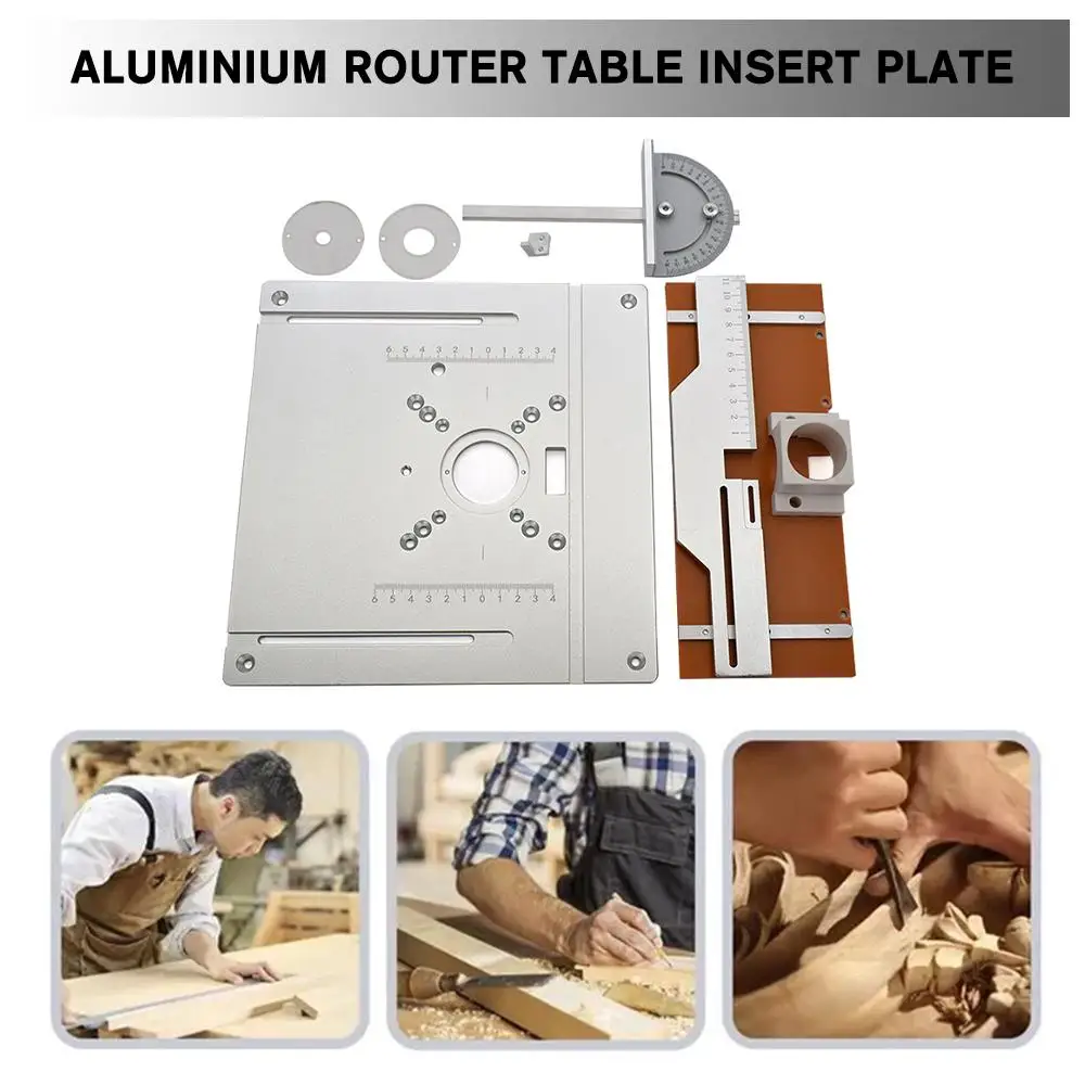 

Aluminium Router Table Insert Plate Electric Wood Milling With Miter Woodworking Flip Workbench Table Saw Board Gauge Guide R9g5