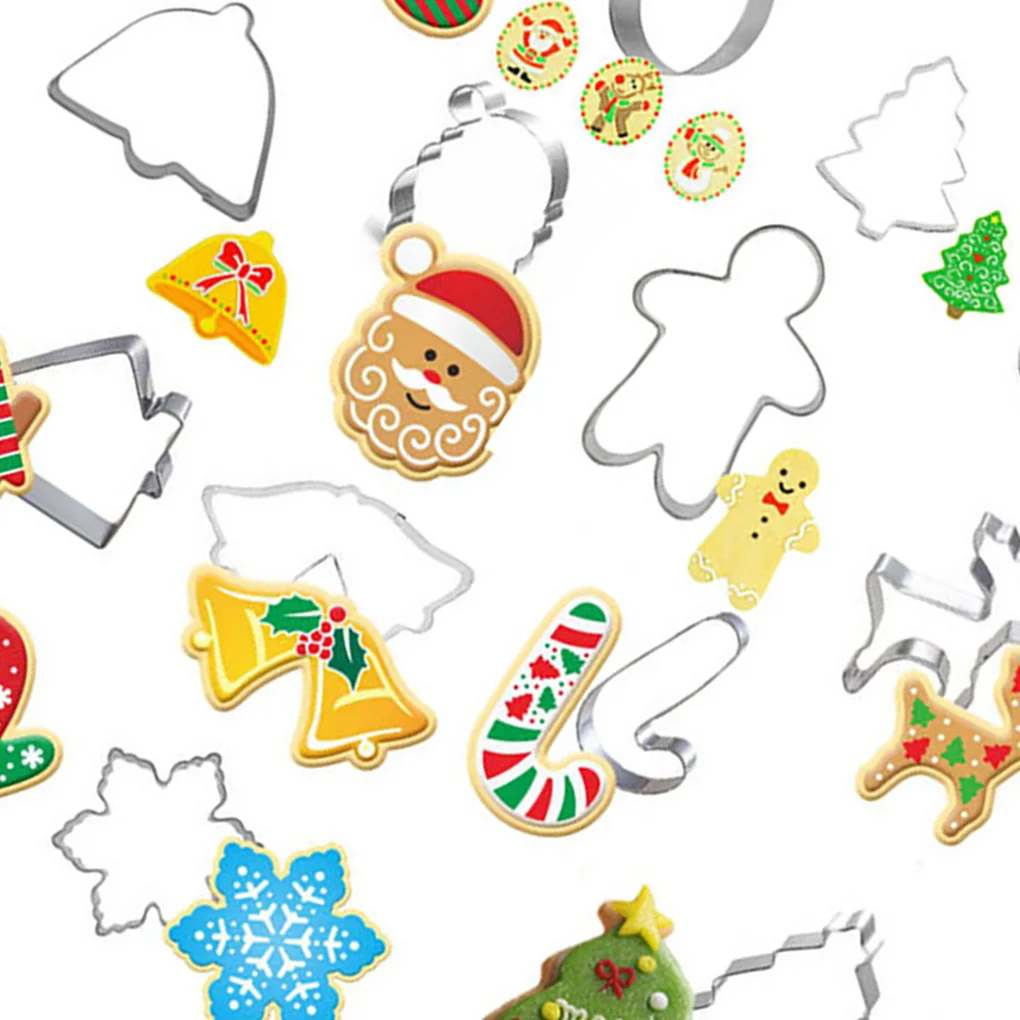 

14pcs/set Stainless Steel Christmas Cookie Cutters Gingerbread House Man Christmas Tree Baking Cake Biscuit Fondant Mold