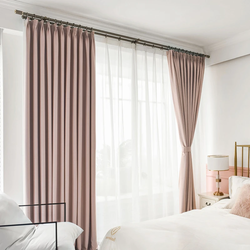 

Simple Living Room Curtains Balcony Floor-to-ceiling Window Drapes Light Luxury Bedroom Blackout Curtain Hotel Soundproof Drape