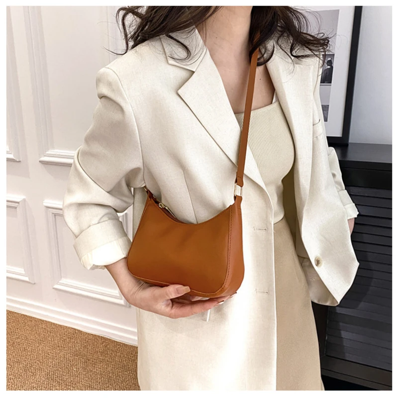 New Women's Fashion Handbags Retro Solid Color PU Leather Shoulder Underarm Bag Casual Women Handbags Designer Bag for Women