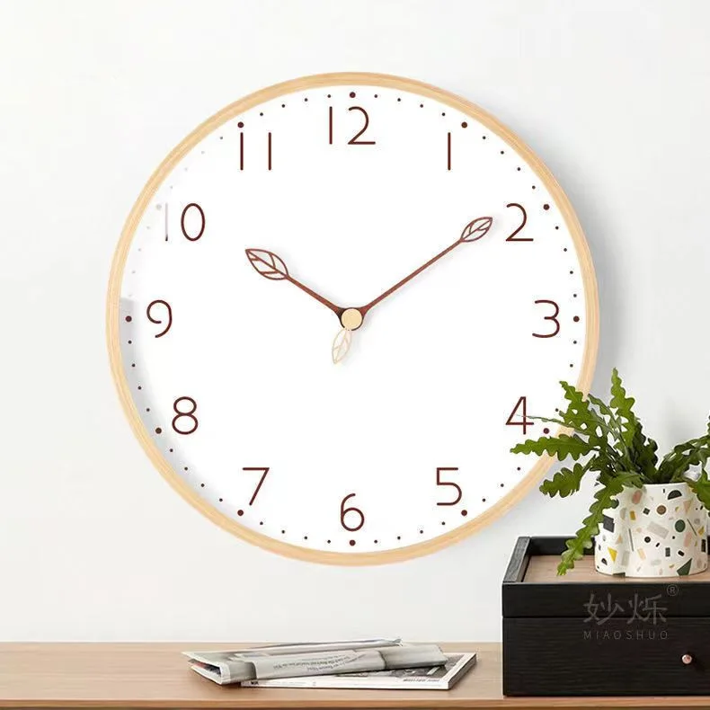

Solid Wood Clock Nordic Wall Clock Modern Personality Living Room Home Simple Clock Mute Wall Hanging Digital Wall Clock