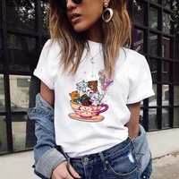 disney white women t shirt marie cat in the cup series graphic female s 3xl size t shirt high quality outdoor lady tops clothes