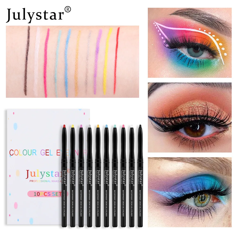 

10Pcs Colored Eyeliner Gel Set Waterproof Long Lasting Matte White Eye Liner Pencil Makeup Cosmetic Beauty Colorful Make Up Pen