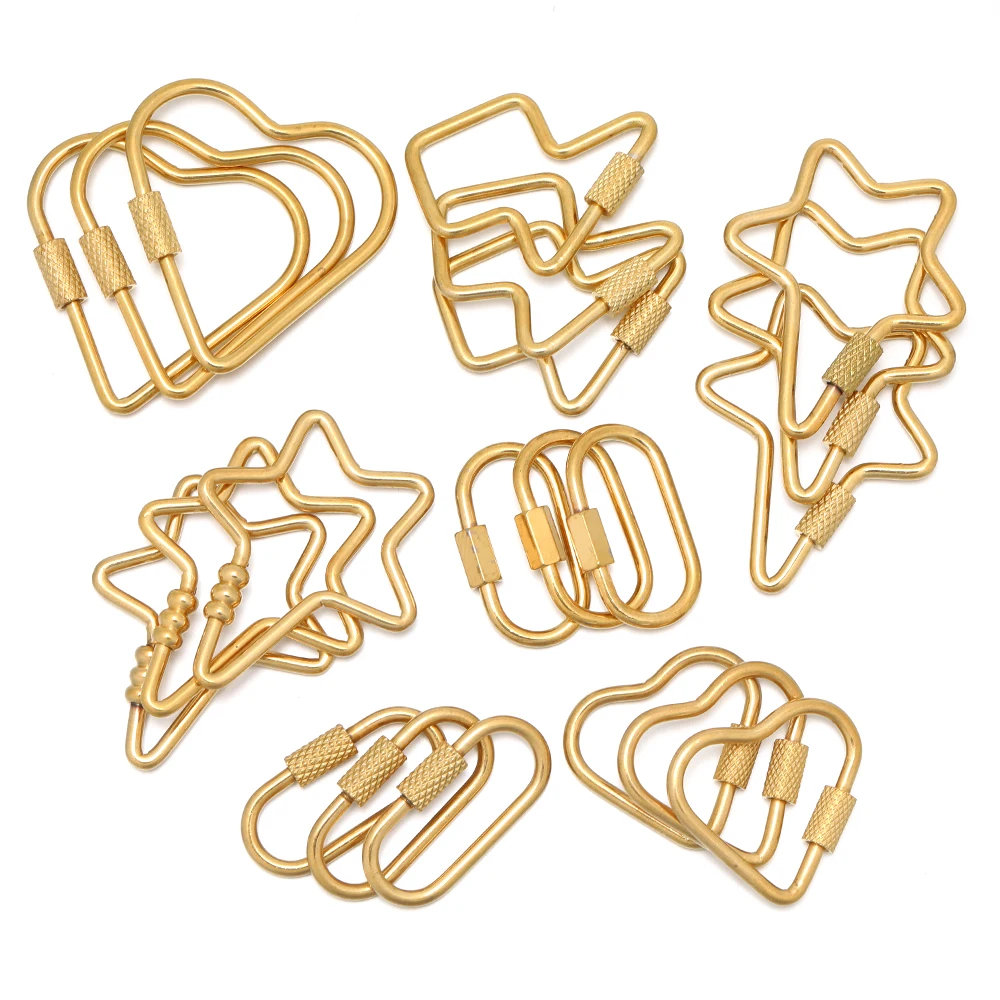 

4Pcs Stainless Steel Oval Square Heart Screw Locking Clasp Clasps for Keychain Necklace DIY Jewelry Making