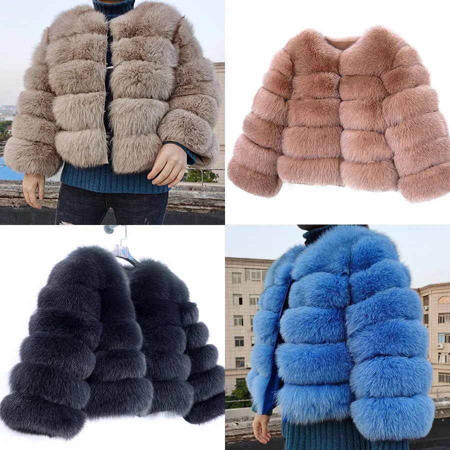 FURYOUME New Real Fox Fur Coat Winter Women Short Natural Fur Jacket Ladies Fashion Slim Outerwear Female Thick Warm Overcoat enlarge