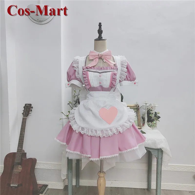 

Оригинальное розово-фиолетовое платье служанки Cos-Mart, косплей-костюм, Милая униформа, для вечеривечерние, искусственная кожа, изготовление ...