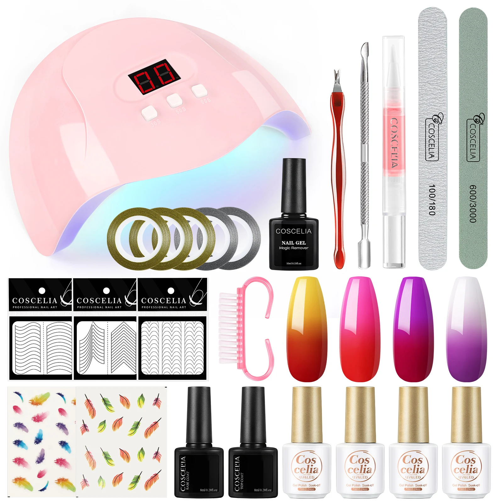 

Temperature Changing Color Gel Nail Polish Set With UV LED Lamp All For Manicure Nail Art Design With Top Coat Base Coat