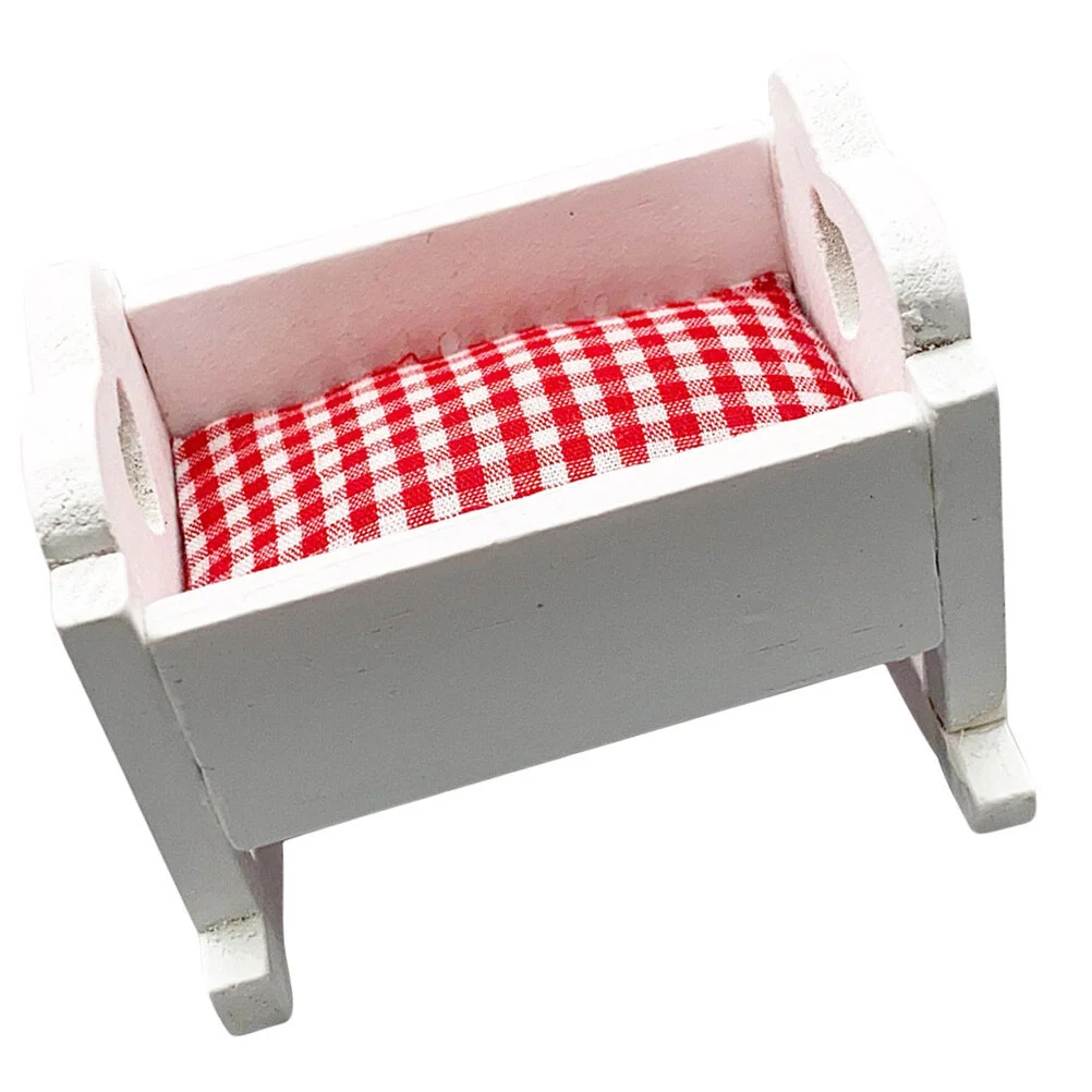 

Decorations Mini Bed Crib Toy Infant Dolls House Supply Baby Furniture Wooden Toys